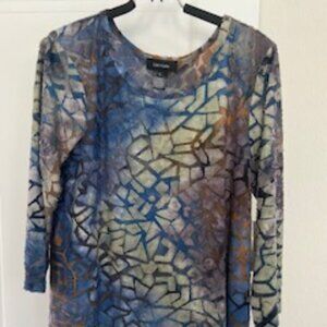 NWT - Karen Kane Amber Waves Blue Burnout Top - Size XL
